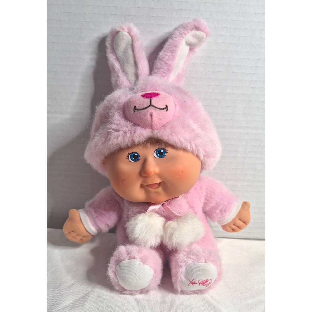 Applause 7in Baby Doll Pink Bunny Costume Soft Body Blue Eyes 1998 04003